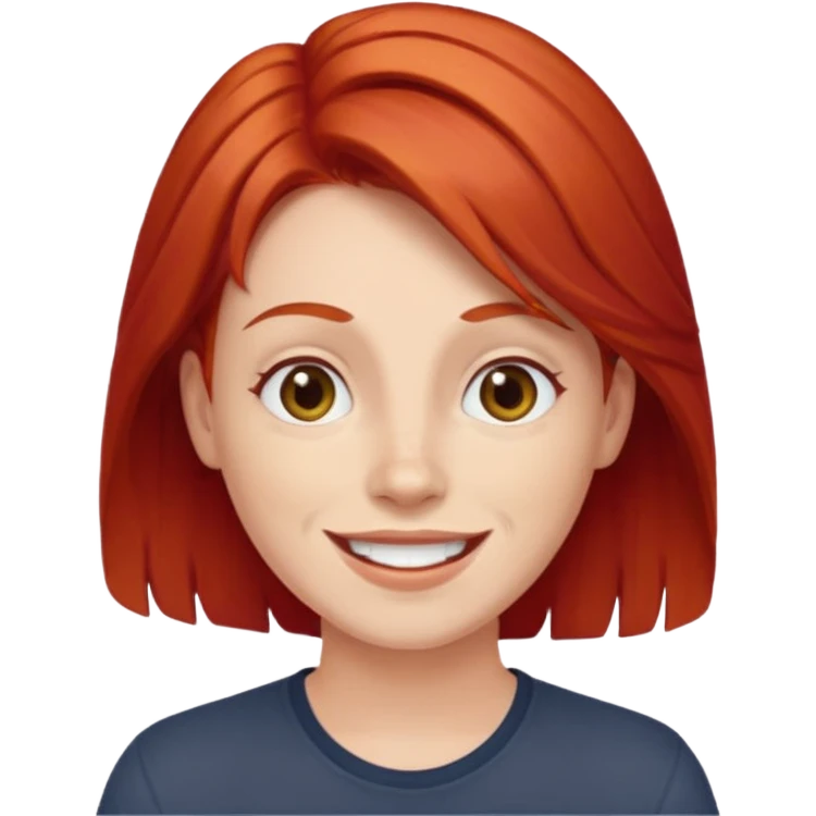 emoji of a 30-year-old person with red hair and a happy expression emoji