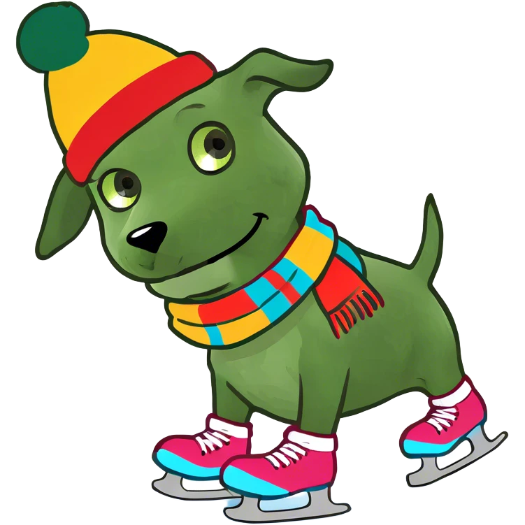 Dog on ice skates emoji