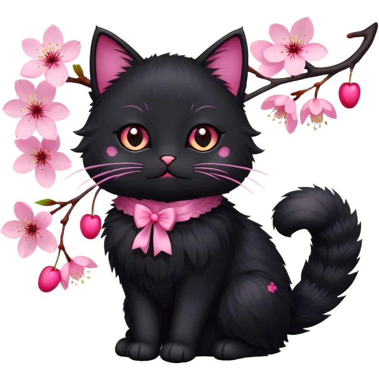 black cat cherry blossom emoji