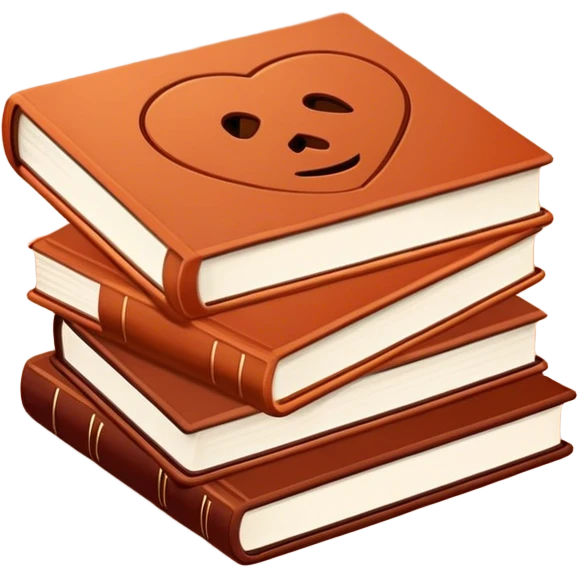 Psychology books in dark terracotta color  emoji