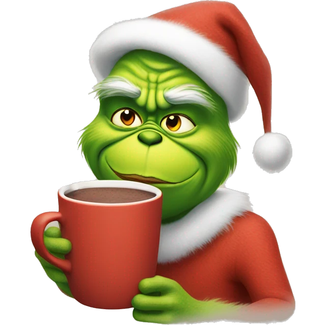 Grinch drinking hot cocoa emoji