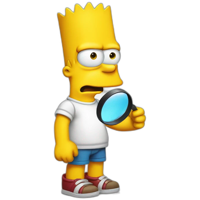 Bart Simpson holding a magnifying glass emoji