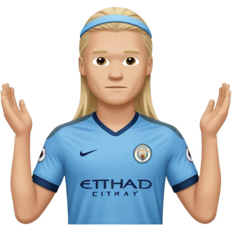 Erling Haaland long hair doing the lotus Manchester city  emoji