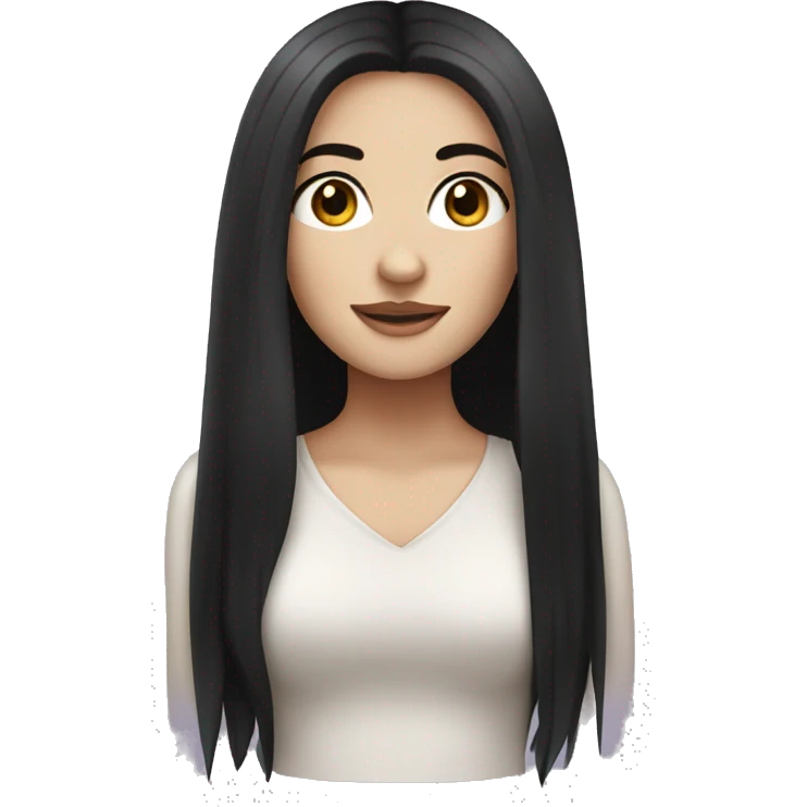 White girl with long black hair and brown eyes  emoji
