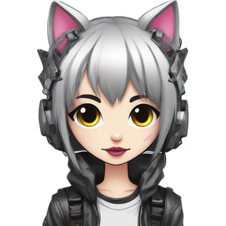 Edgy Kawaii Cute Cool Cartoon Anime Punk Techwear Gothic Catgirl emoji