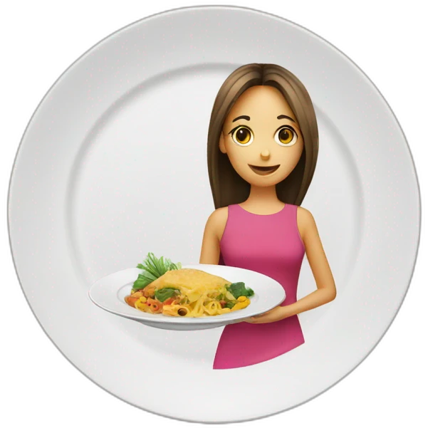 dinner plate with girl emoji
