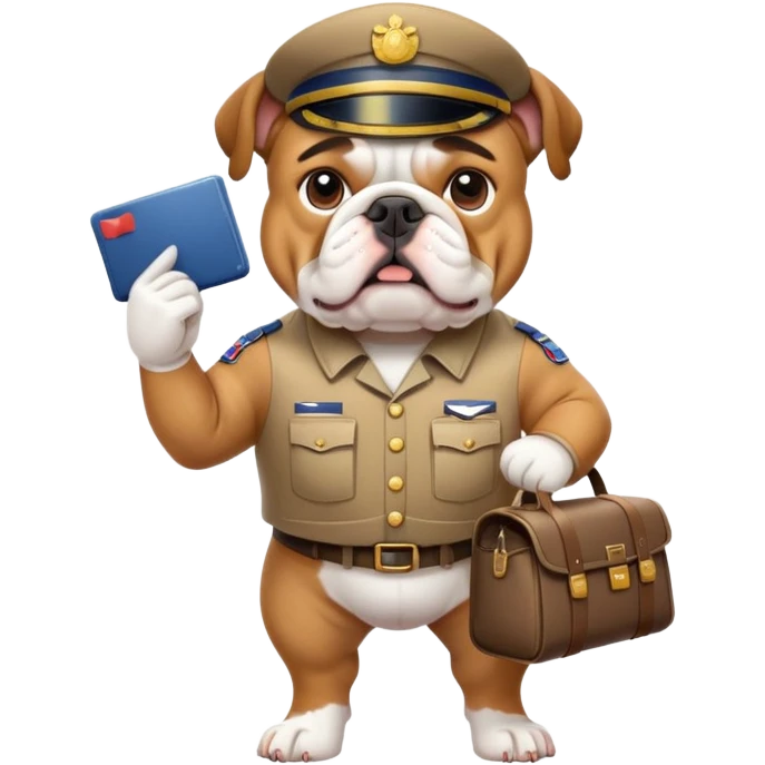 english bulldog with a postman emoji
