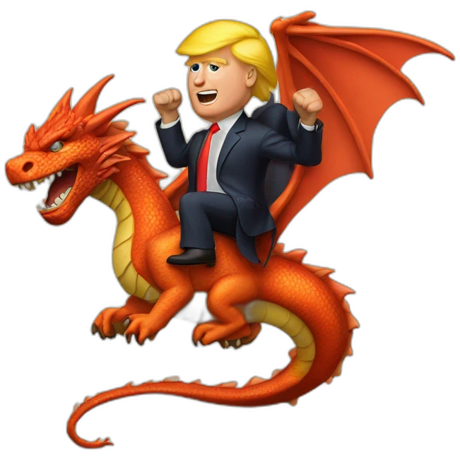 Trump on a dragon flying to jail emoji