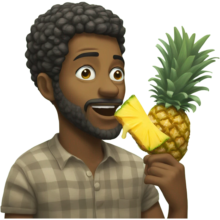 Man eating a pineapple in LA emoji