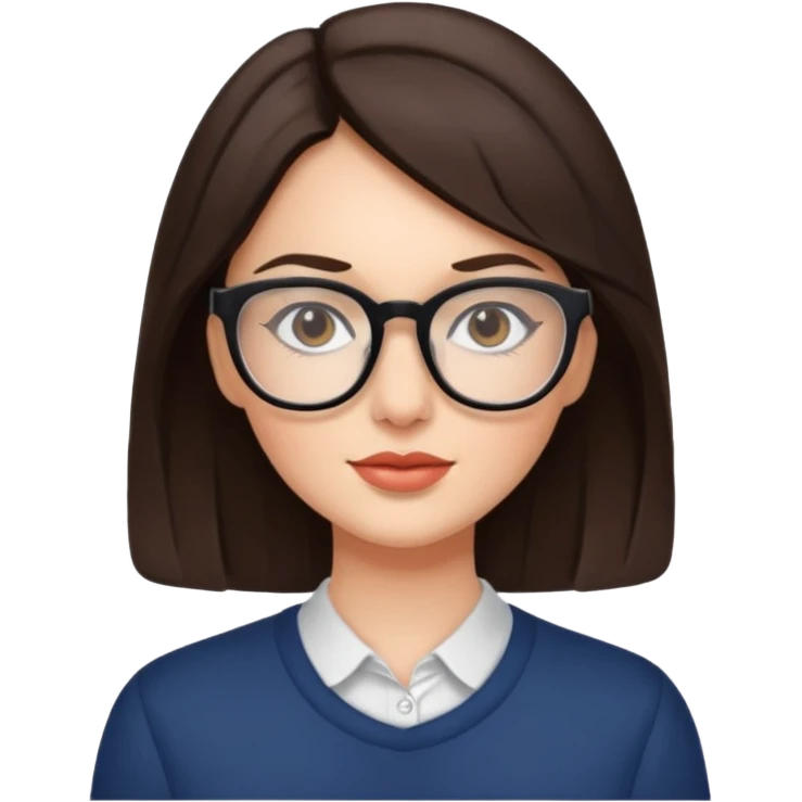 Beautiful brunette woman with glasses emoji