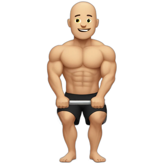bald man lifting weights dumbells emoji