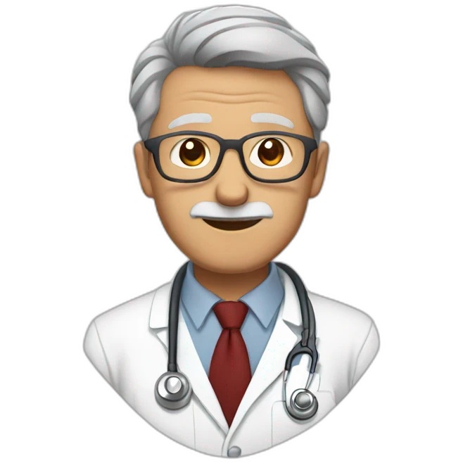 DOCTOR WITH WRINKLES, MAN, FULL GREY BEARS, GREY AND WHITE SHORT HAIR, DARK RED GLASSES emoji
