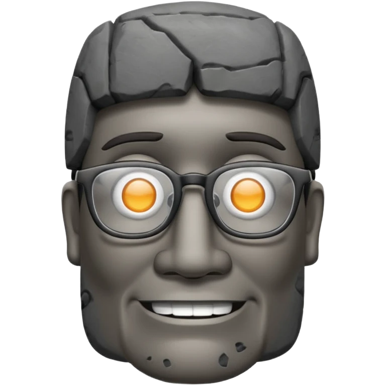 Un moai tranquilo con unos lentes y una sonrisa simple sin mostrar los dientes emoji