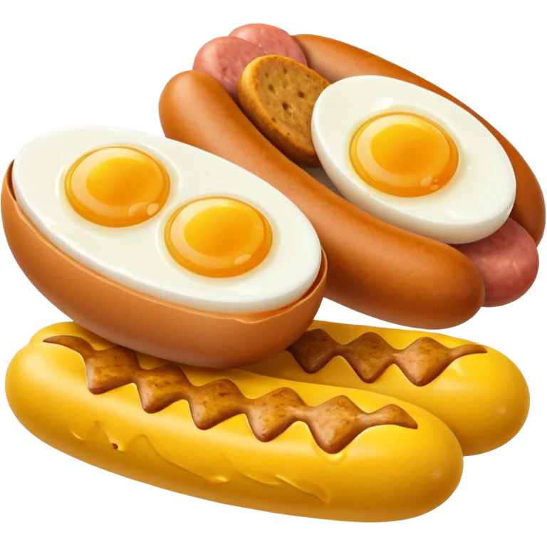 Two boiled eggs and two breakfast sausage aesthetic emoji