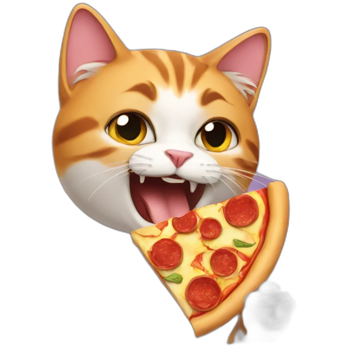 Cat eating pizza emoji
