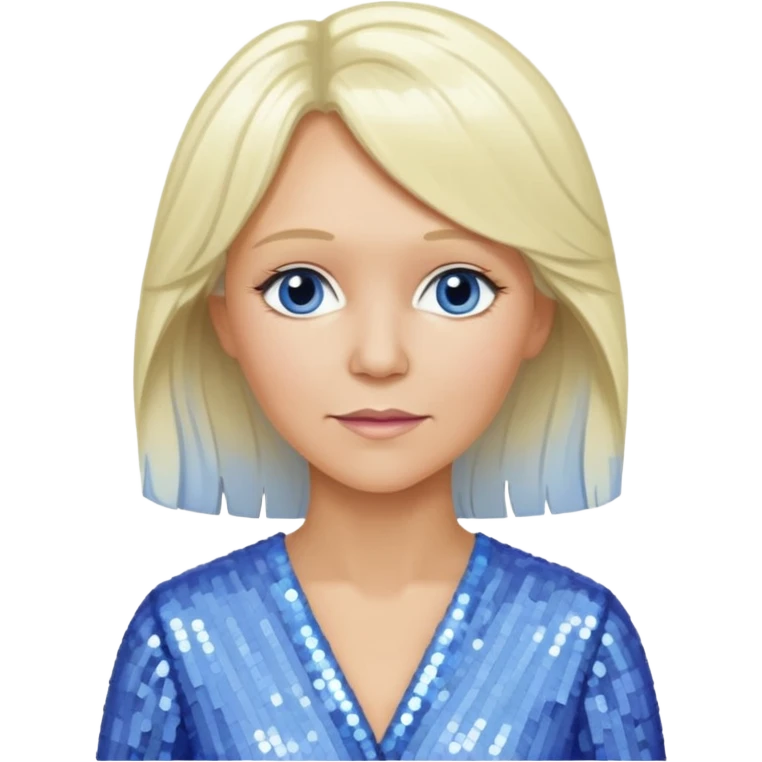  Agnetha Fältskog from ABBA with long platinum blonde hair, periwinkle sequin outfit  emoji