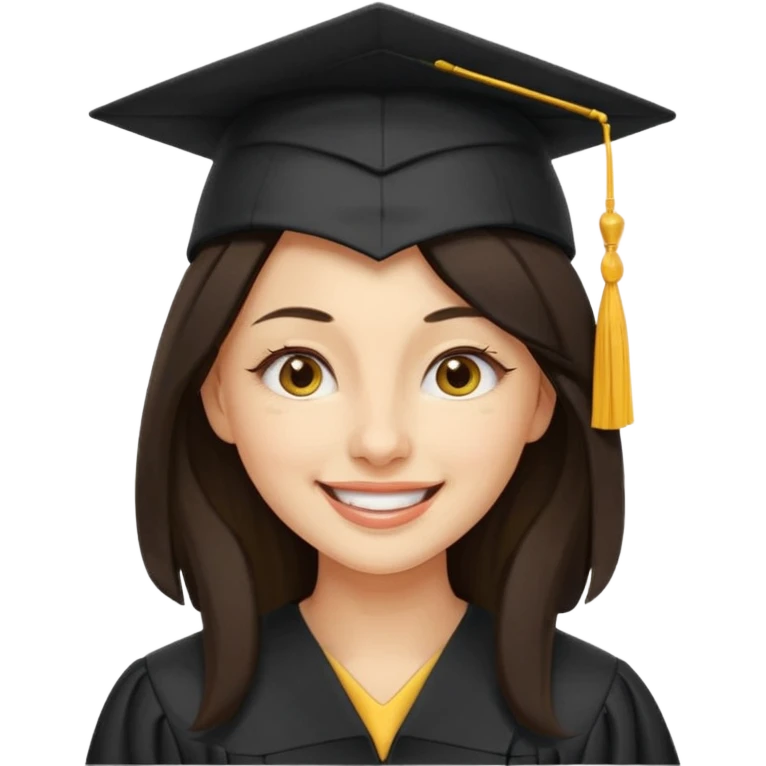 带着学士帽的，深棕色长发，黄种偏白皮肤的，高鼻梁，不戴眼镜的女博士生，在wink，年龄26岁 emoji