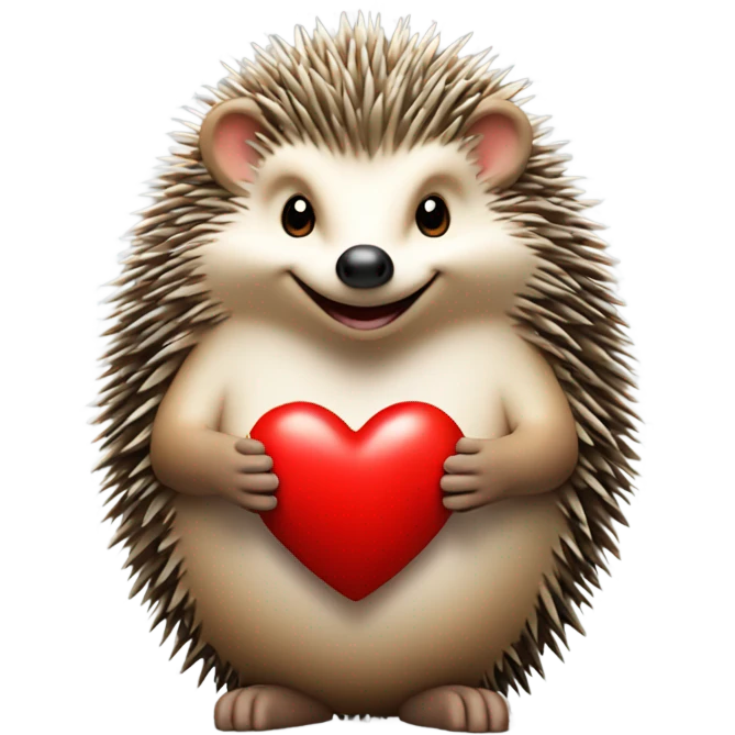 the hedgehog holds the heart emoji