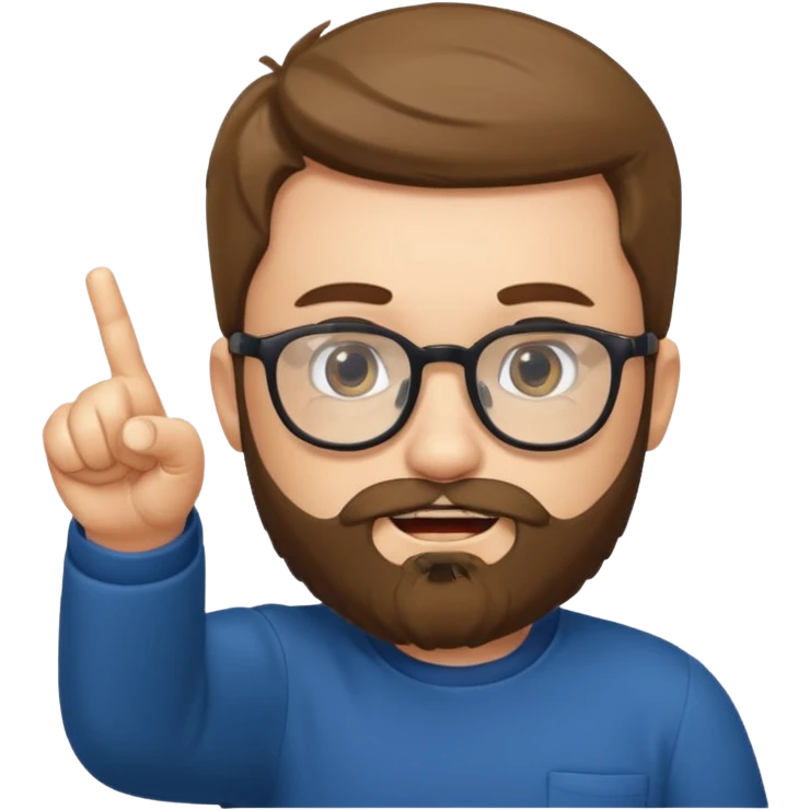 bearded boy with glasses pointing fingers emoji