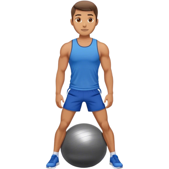 fit man with blue shorts stability ball exercises emoji