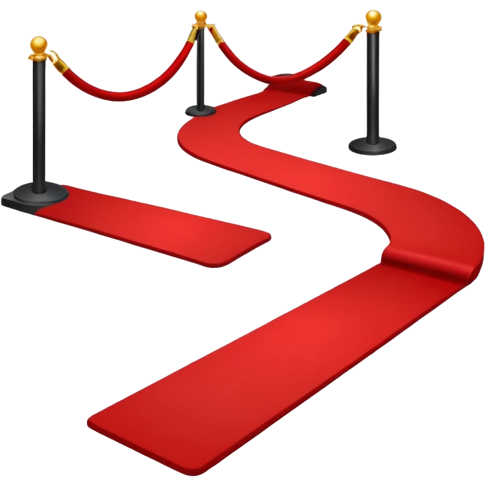 Minimalist emoji-style sticker of a blood-red carpet shaped like a thick trail or drop, flat vector design, no shadows. emoji