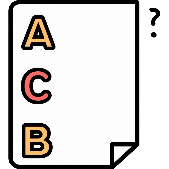 paper with multiple choice answers labeled a) and b) emoji