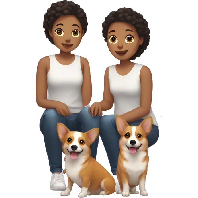 lesbian couple with corgi dog emoji