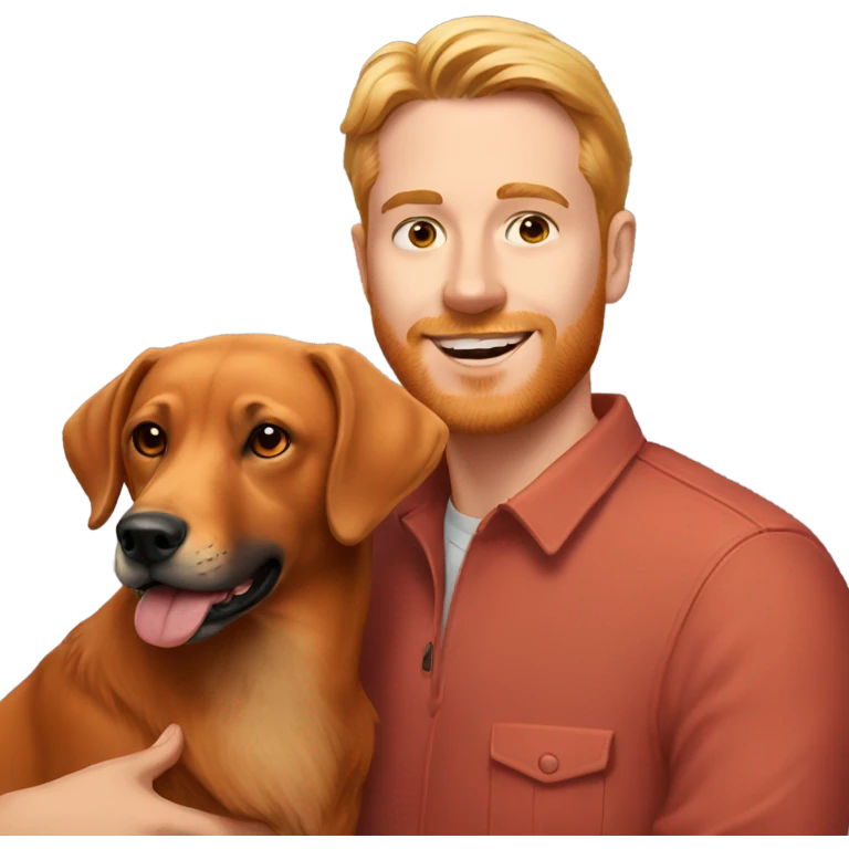  man and fox red labrador together emoji
