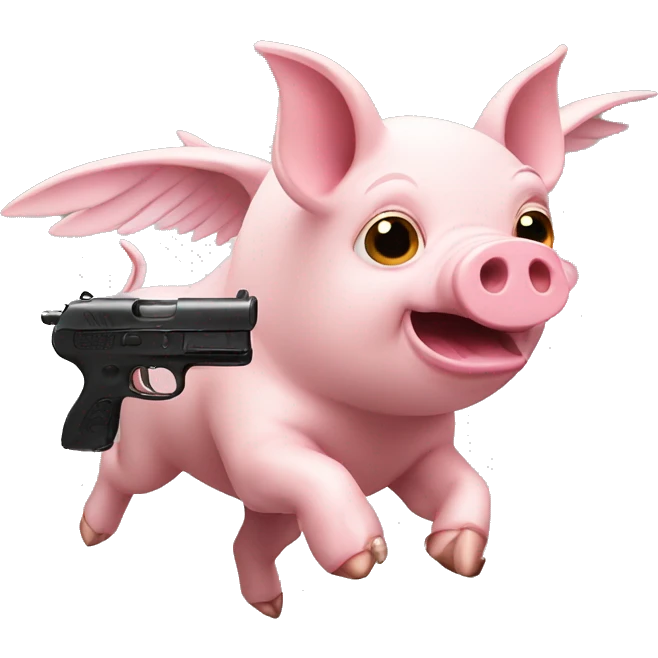 Flying pig  with gun  emoji