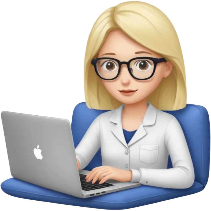 A girl is working with a laptop while lying on the sofa emoji