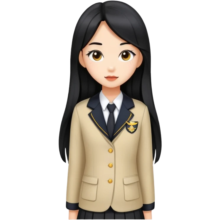 trendy schoolgirl with Asian skin, straight black long hair, chic uniform emoji