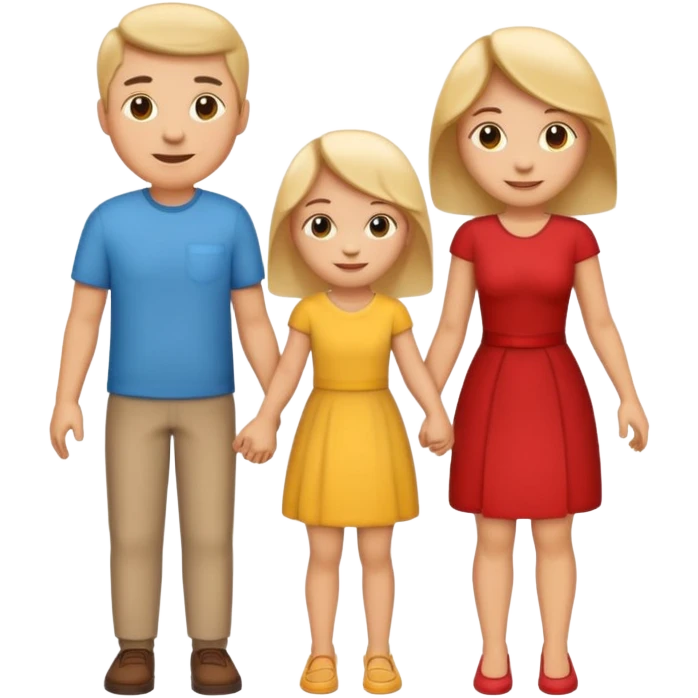 family emoji with mom, dad, son, and daughter holding hands emoji