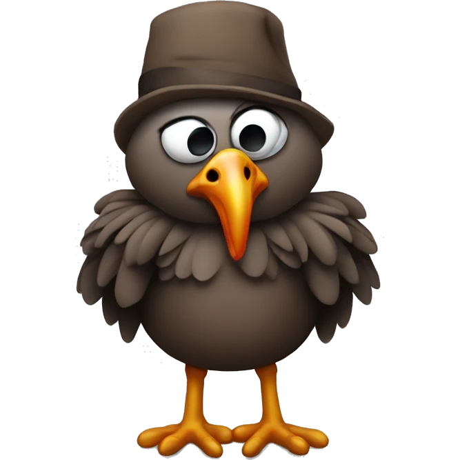Gangster turkey with big eyes emoji
