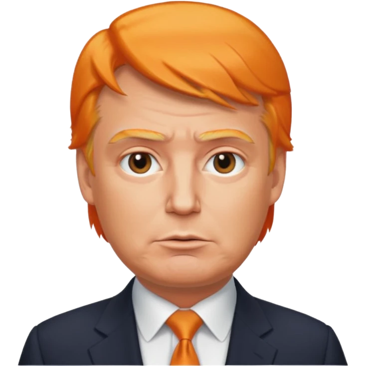 Donald Trump emoji style, simplified face, orange hair, suit emoji