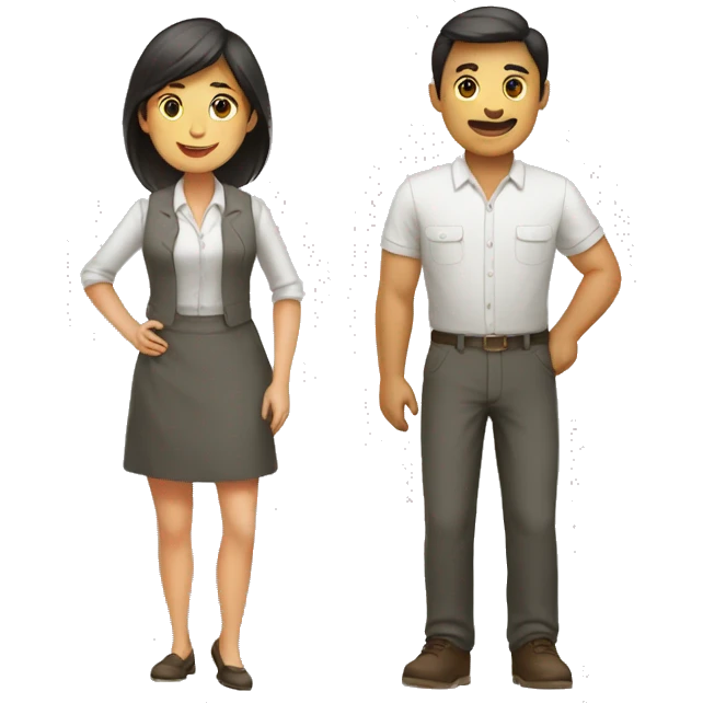 woman and men doing a trade emoji