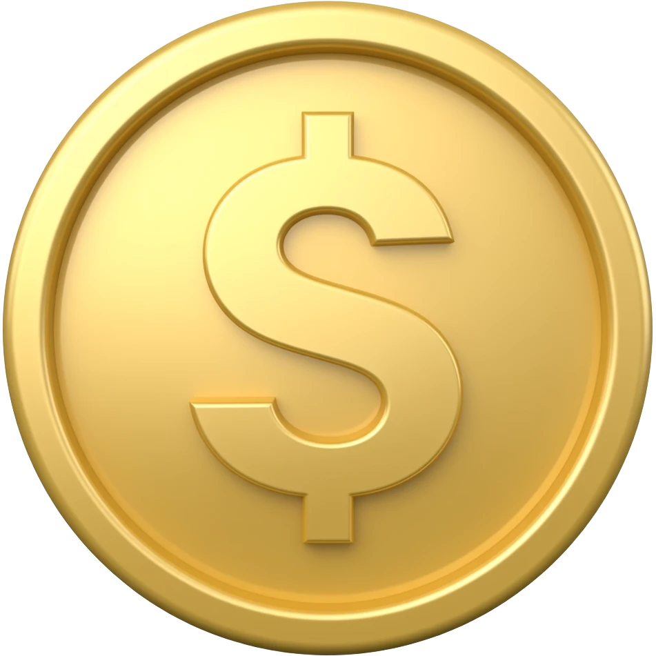 Tabassum qilayotgan yuzga ega zamonaviy 3D pul emojisi yarat. emoji