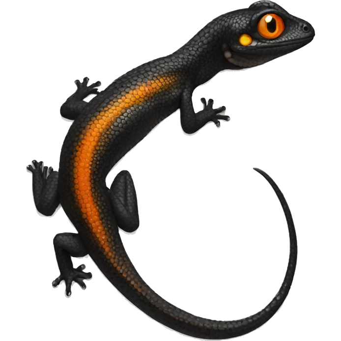 Black Shiny Lizard with Orange belly Full Body emoji