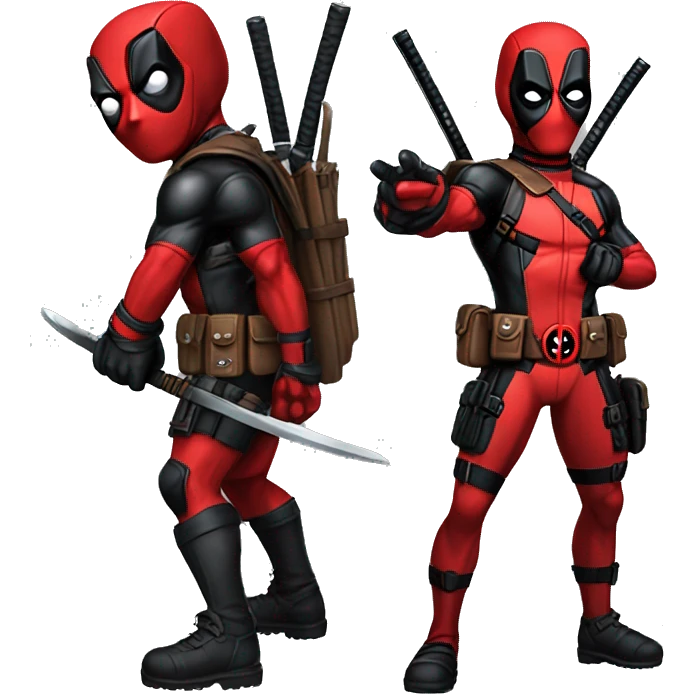 Make Deadpool with the same characteristics and details just change the red colors to black and leave only the red eye emoji