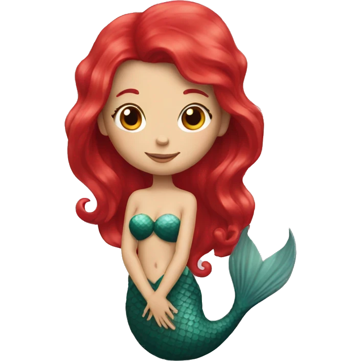 mermaid with red hair with a heart emoji