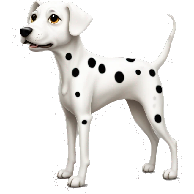 A white dog with black spots and long legs emoji