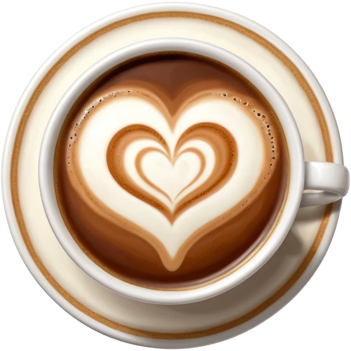 cappuccino with a heart-shaped foam art, viewed from above emoji