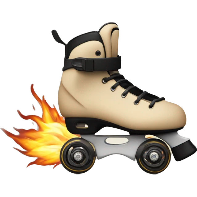 a beige rollerblade inline skate leaving fire traces just from their wheels, just the object itself emoji
