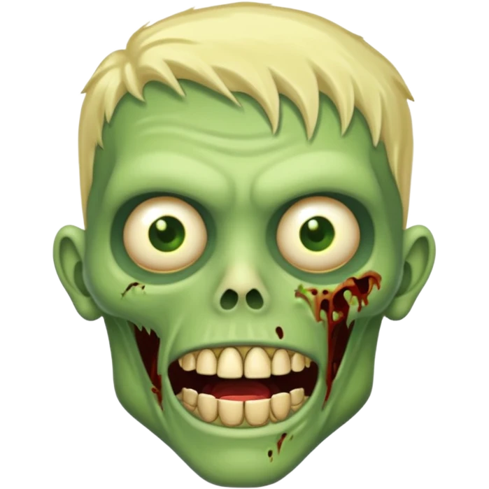 Zumbi verde com dente dourado um pouco humano emoji