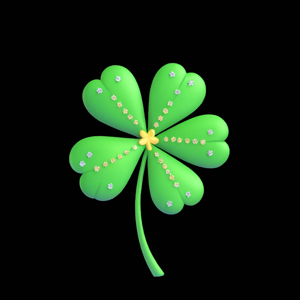 lucky four-leaf clover with sparkles, inspired by the theme 'Because I'm Super Lucky, I Got a Second Chance at Life' emoji