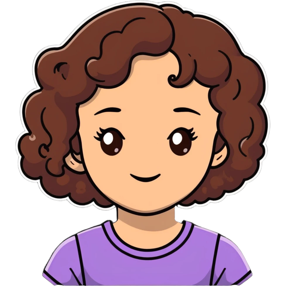 white girl with brown curly hair and brown eyes emoji