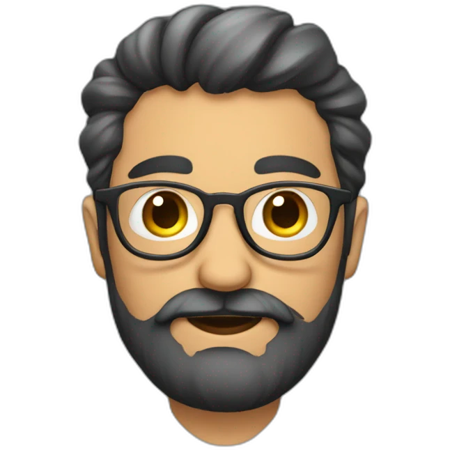 homem calvo de barba e óculos emoji