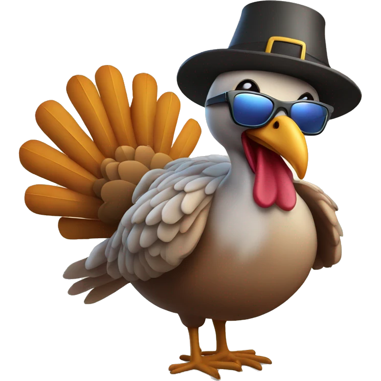 Thanksgiving turkey with sunglasses on by the beach emoji