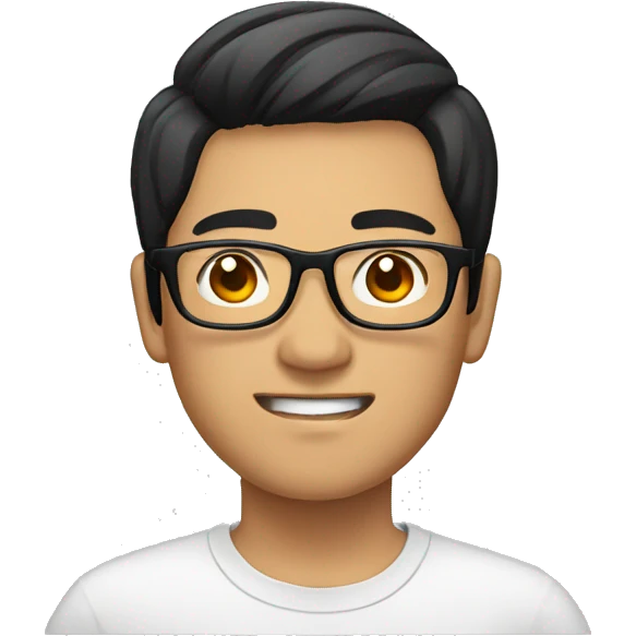 Asian man with glasses and black hair emoji