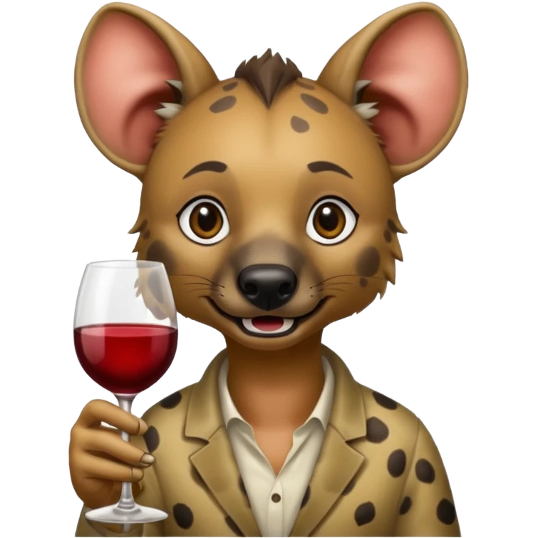 hyena with glass of wine emoji