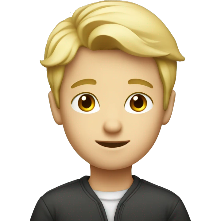 Smart looking blonde haired boy studying  emoji